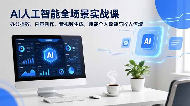 AI人工智能全场景实战课，办公提效、内容创作、音视频生成，赋能个人效能与收入倍增-云网创