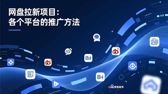 网盘拉新项目：各个平台的推广方法，公众号、截留玩法，微博，B站，百度智能体-云网创