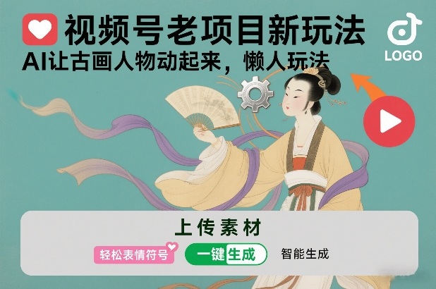 视频号老项目新玩法，AI让古画人物动起来，懒人玩法，附详细教程-云网创