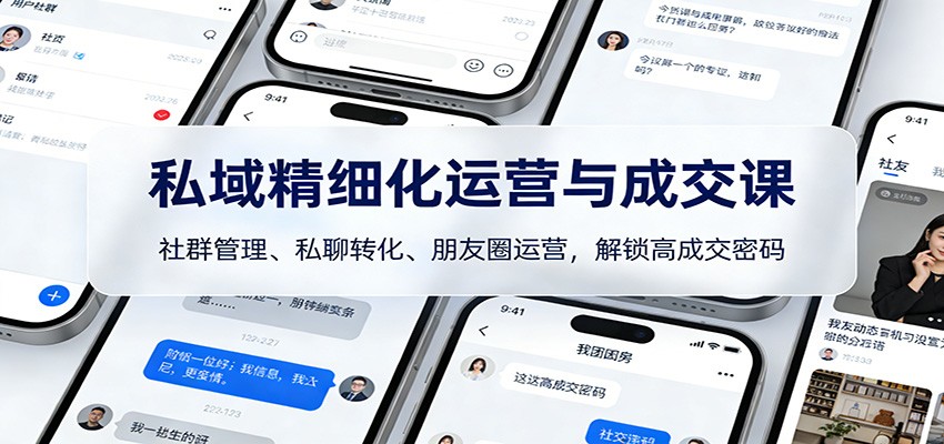 私域精细化运营与成交课：社群管理、私聊转化、朋友圈运营，解锁高成交密码-云网创