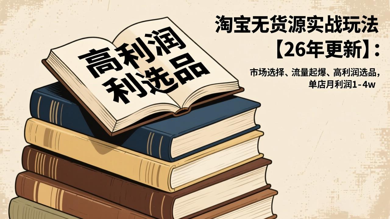 淘宝无货源实战玩法【26年更新】：市场选择、流量起爆、高利润选品，单店月利润1-4w-云网创