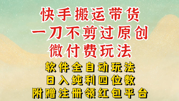 快手搬运带货，一刀不剪过原创，微付费玩法，软件全自动玩法，日入纯利四位数【揭秘】-云网创