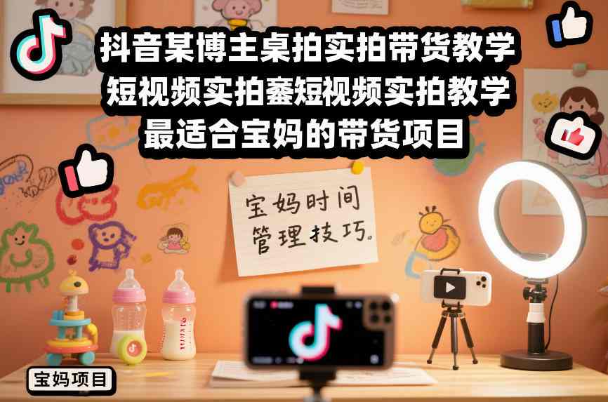 抖音某博主桌拍实拍带货教学，短视频实拍教学，最适合宝妈的带货项目-云网创