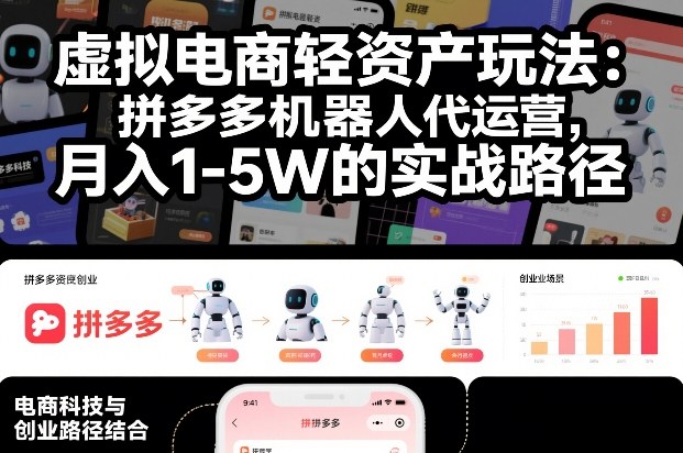 虚拟电商轻资产玩法:拼多多机器人代运营,月入1-5W的实战路径【揭秘】