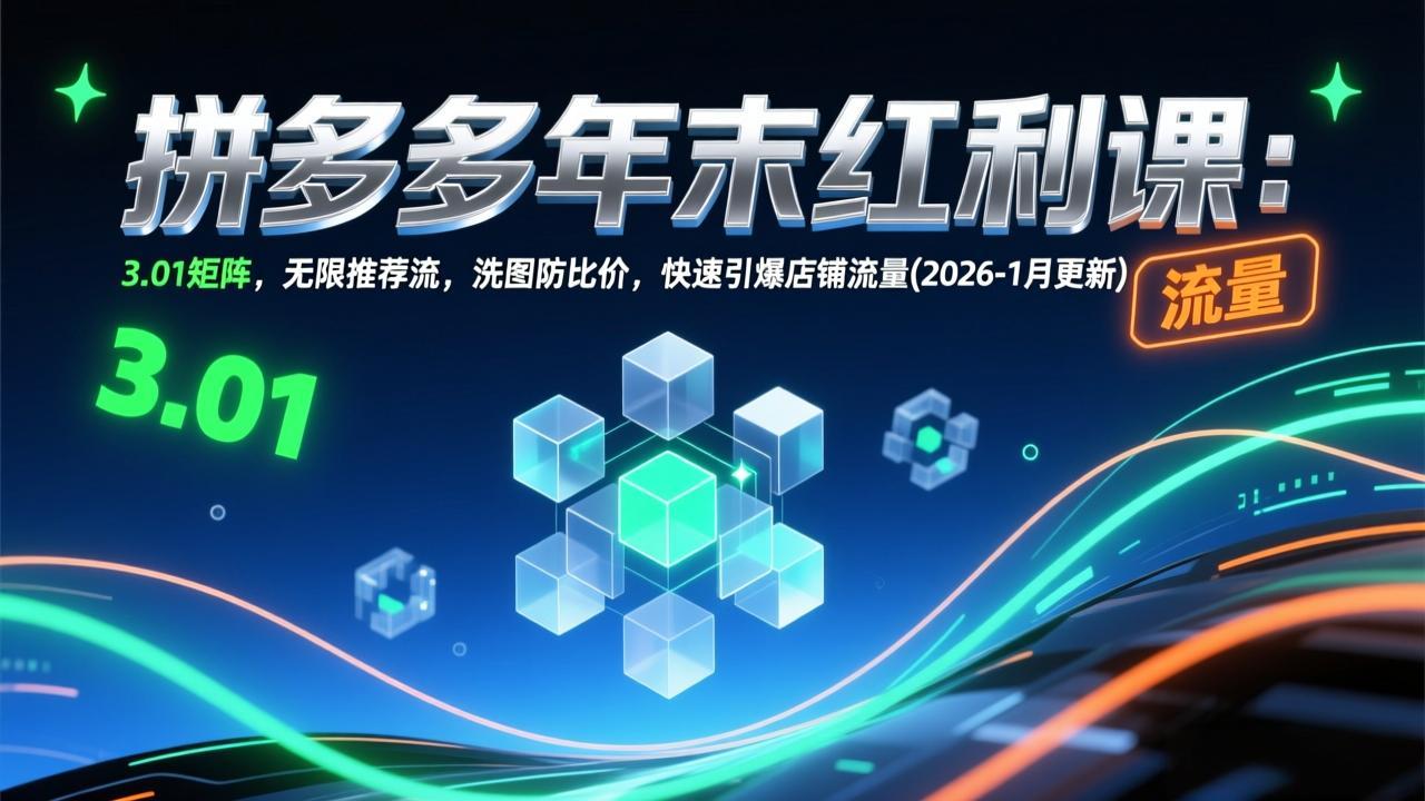 拼多多年末红利课：3.01矩阵，无限推荐流，洗图防比价，快速引爆店铺流量(2026-1月更新-云网创