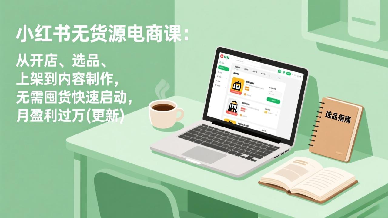 小红书无货源电商课：从开店、选品、上架到内容制作，无需囤货快速启动，月盈利过万(更新-云网创
