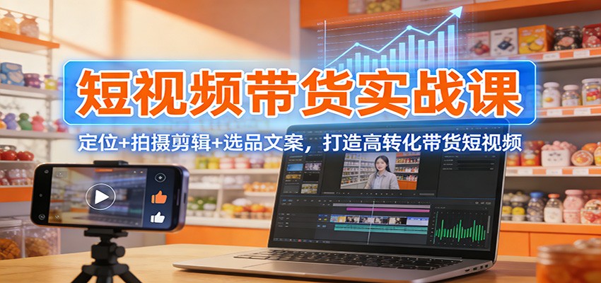 短视频带货实战课：定位+拍摄剪辑+选品文案，打造高转化带货短视频-云网创
