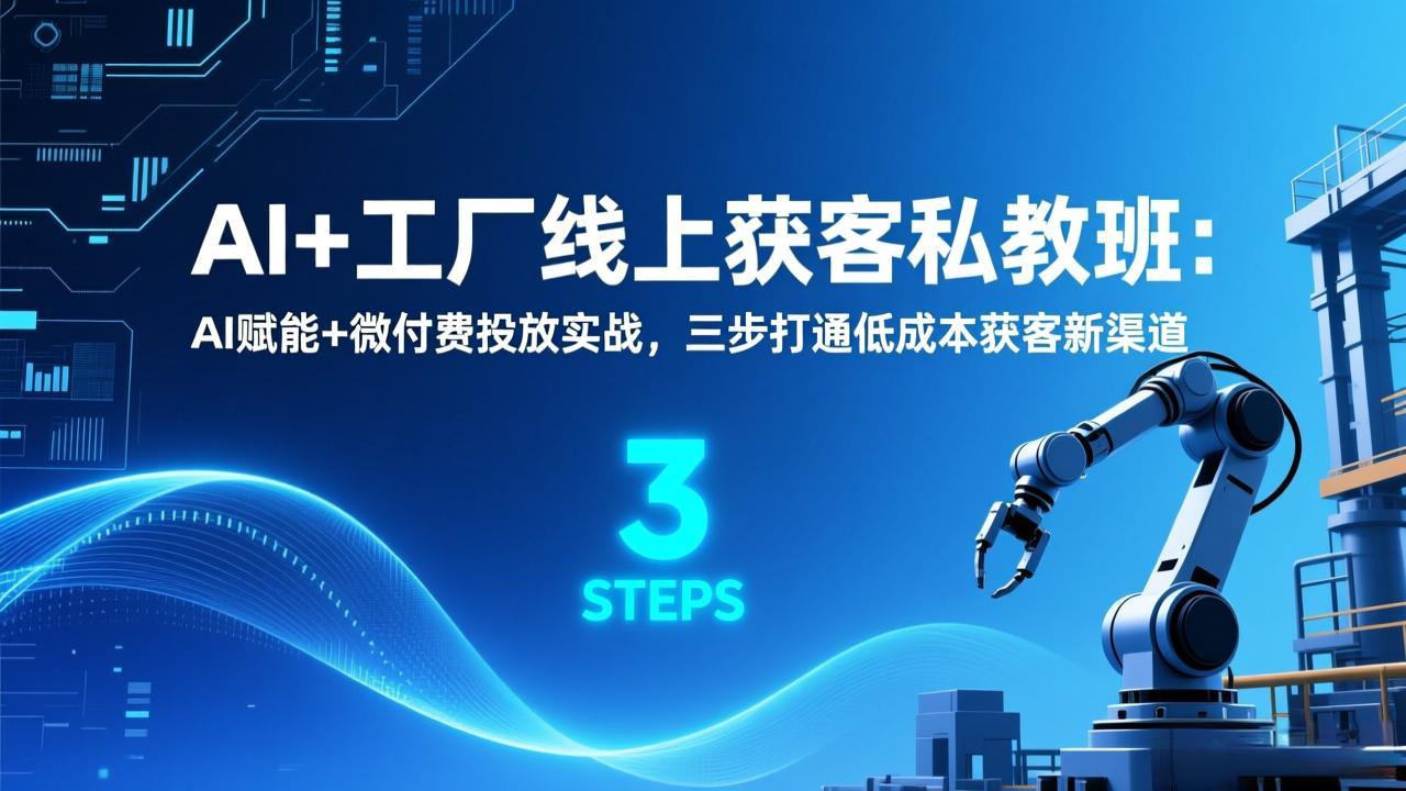 AI+工厂线上获客私教班：AI赋能+微付费投放实战，三步打通低成本获客新渠道-云网创