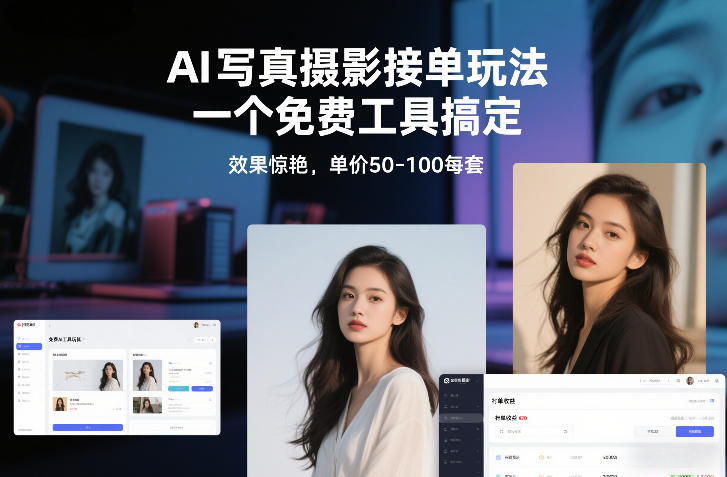 AI写真摄影接单玩法，一个免费工具搞定，效果惊艳，单价50-100每套-云网创