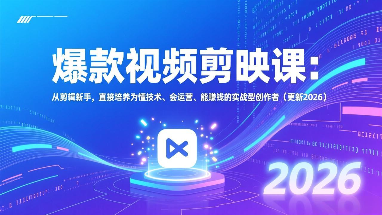 爆款视频剪映课：从剪辑新手，直接培养为懂技术、会运营、能赚钱的实战型创作者(更新2026-云网创