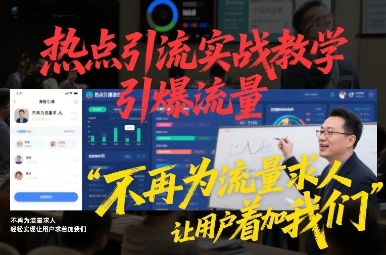 热点引流实战教学，引爆流量，不再为流量求人，轻松实现让用户求着加我们-云网创