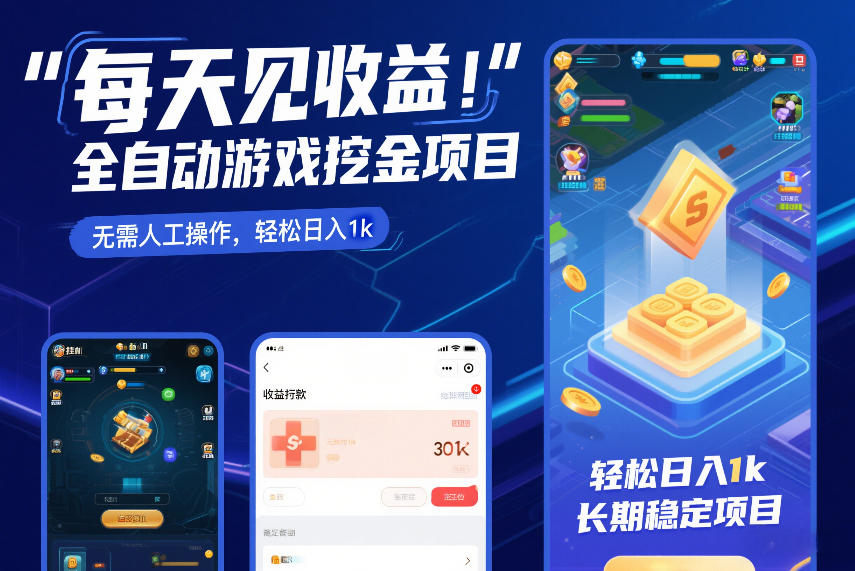 每天见收益，全自动游戏挖金项目，无需人工操作，轻松日入1k，长期稳定项目【揭秘】-云网创