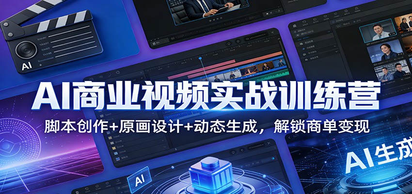 AI商业视频实战训练营：脚本创作+原画设计+动态生成，解锁商单变现-云网创