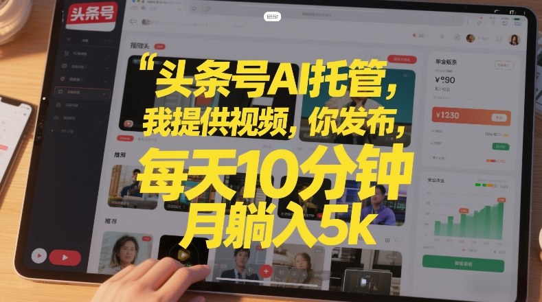 头条号AI托管，我提供视频，你发布，每天10分钟，月躺入5k+【揭秘】-云网创