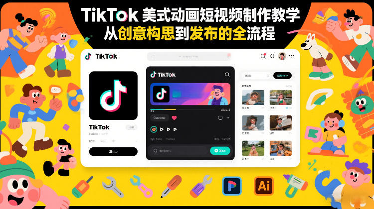 TikTok美式动画短视频制作教学，从创意构思到发布的全流程-云网创