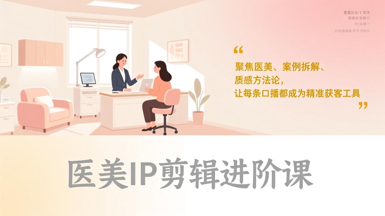 医美IP剪辑进阶课，聚焦医美、案例拆解、质感方法论，让每条口播都成为精准获客工具-云网创