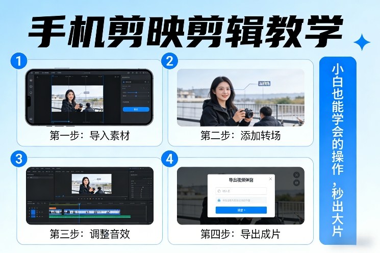 手机剪映剪辑教学，小白也能学会的操作，秒出大片-云网创