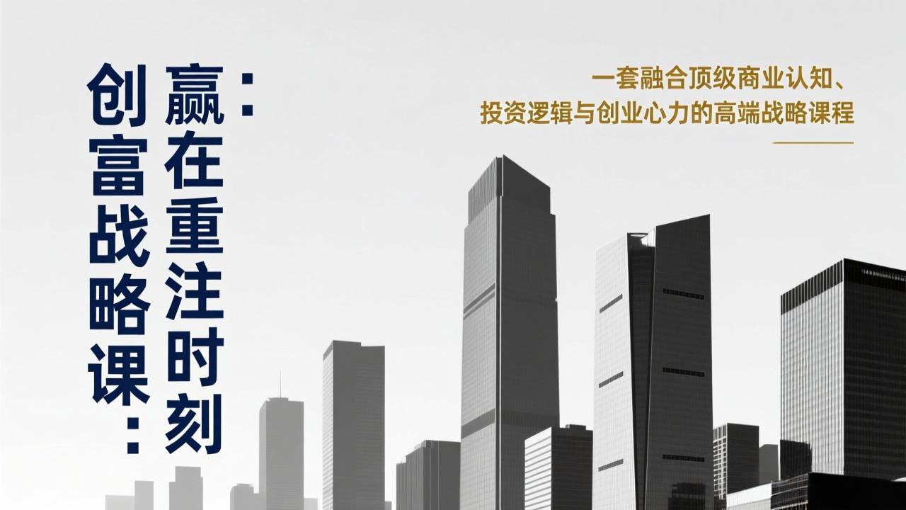 《创富战略课：赢在重注时刻》一套融合顶级商业认知、投资逻辑与创业心力的高端战略课程-云网创