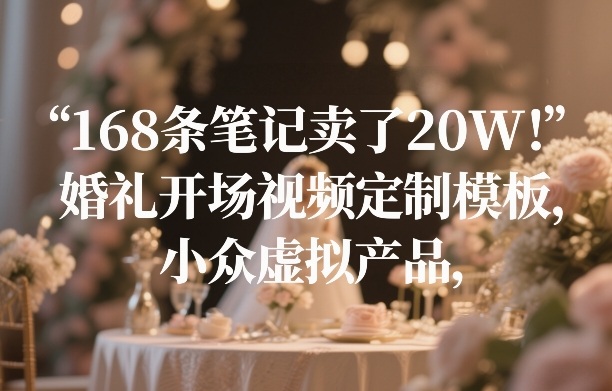 168条笔记卖了20W！婚礼开场视频定制模板，小众虚拟产品-云网创