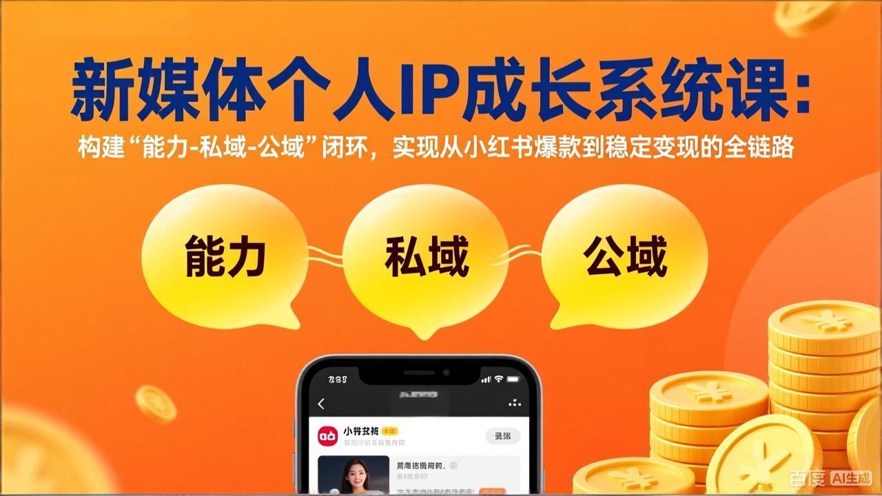 新媒体个人IP成长系统课-更新：构建“能力-私域-公域”闭环，实现从小红书爆款到稳定变现-云网创