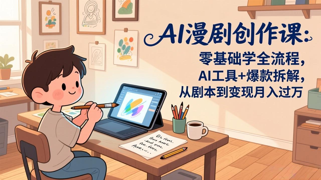 AI漫剧创作课：零基础学全流程，AI工具+爆款拆解，从剧本到变现月入过万-云网创