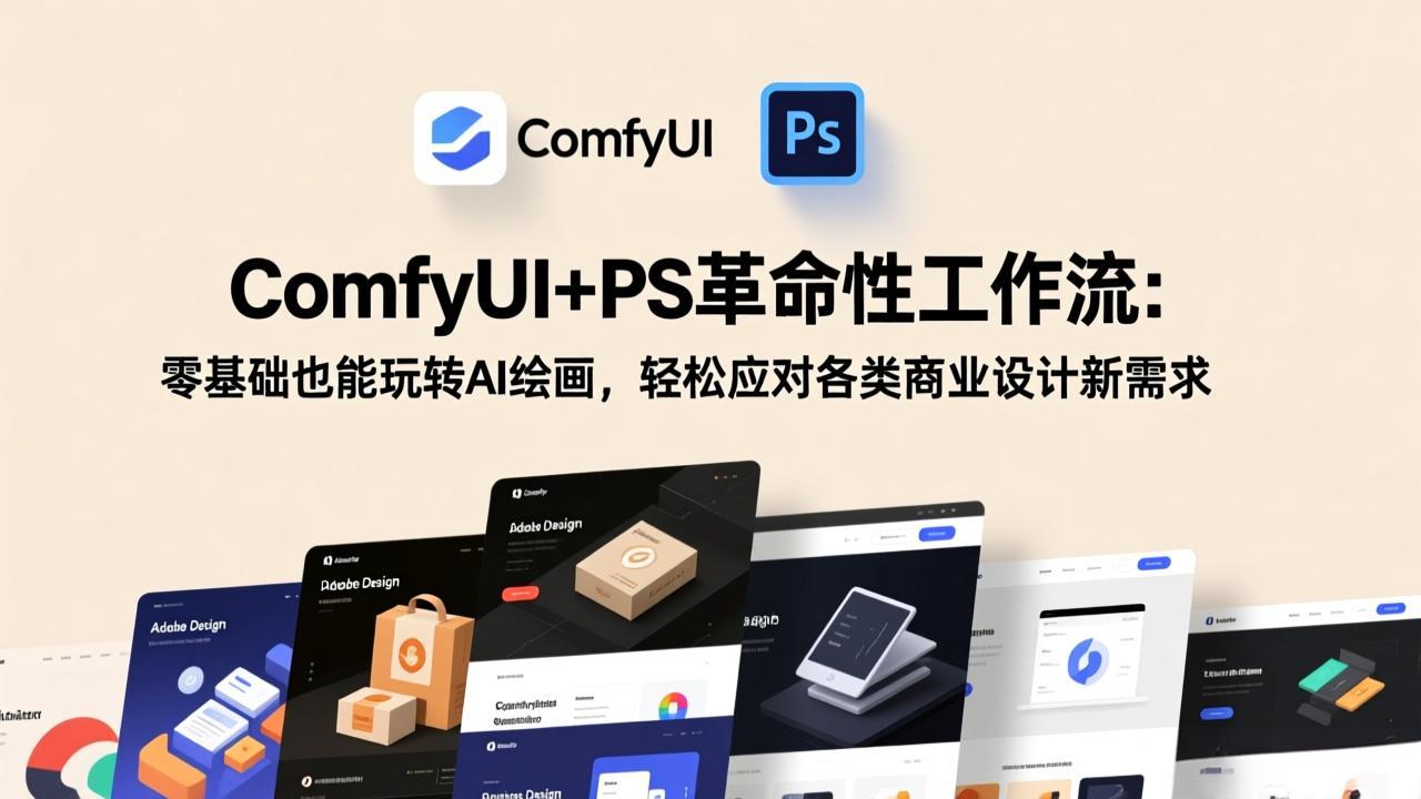 ComfyUI+PS革命性工作流：零基础也能玩转AI绘画，轻松应对各类商业设计新需求-云网创