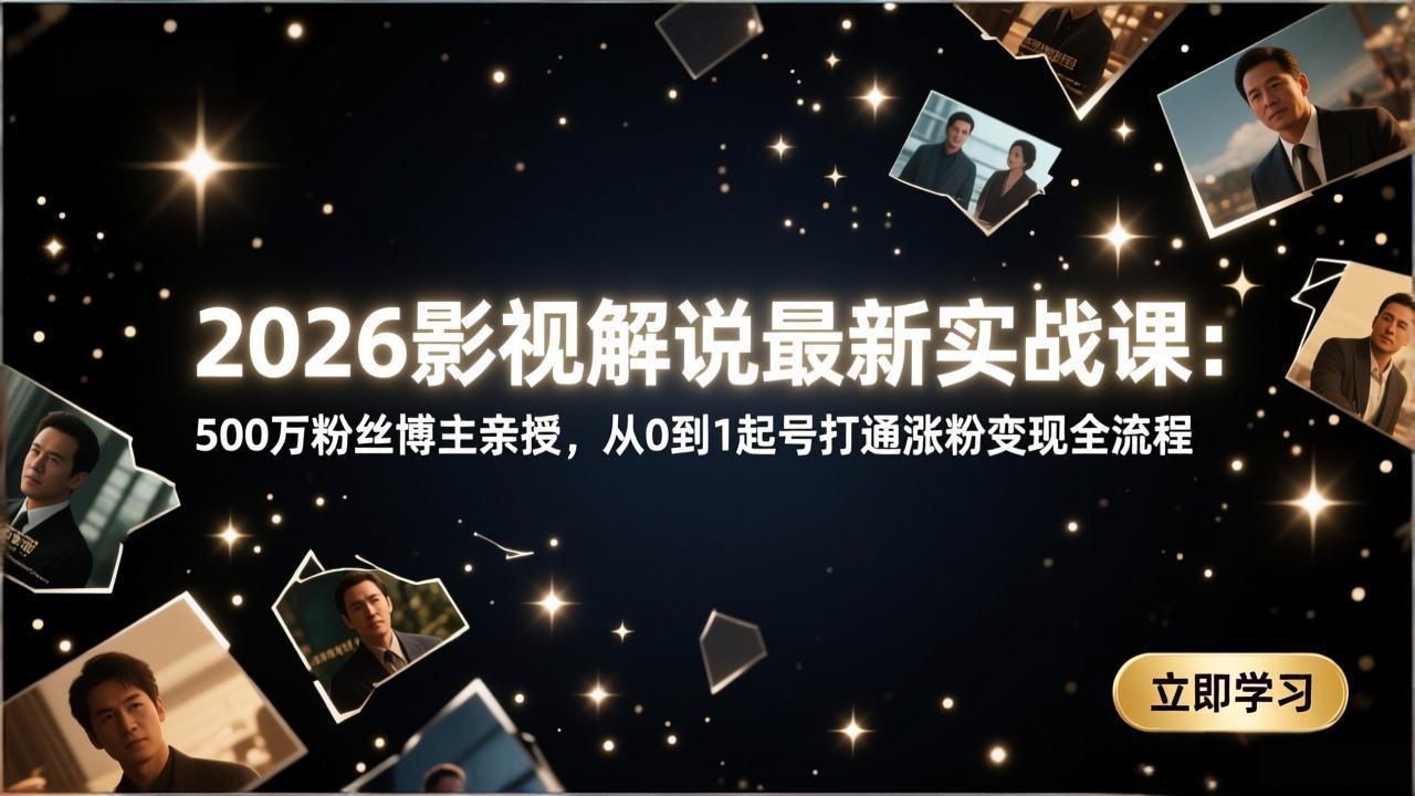 【会员专属】2026影视解说最新实战课：500万粉丝博主亲授，从0到1起号打通涨粉变现全流程-云网创