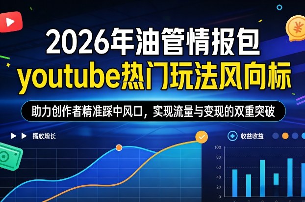 2026年油管情报包,youtube热门玩法风向标,助力创作者精准踩中风口,实现流量与变现的双重突破(更新)