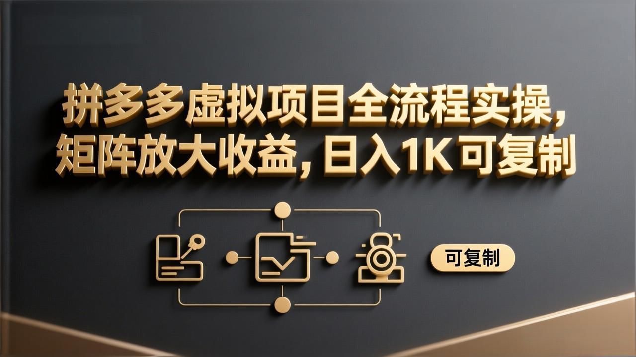 拼多多虚拟项目全流程实操，矩阵放大收益，日入 1K 可复制-云网创