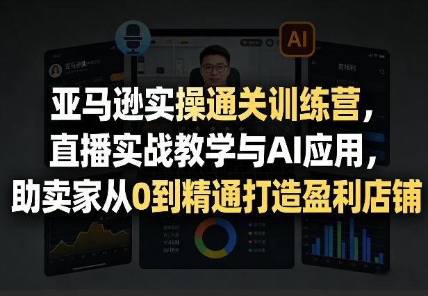 亚马逊实操通关训练营,直播实战教学与AI应用,助卖家从0到精通打造盈利店铺(更新3月)