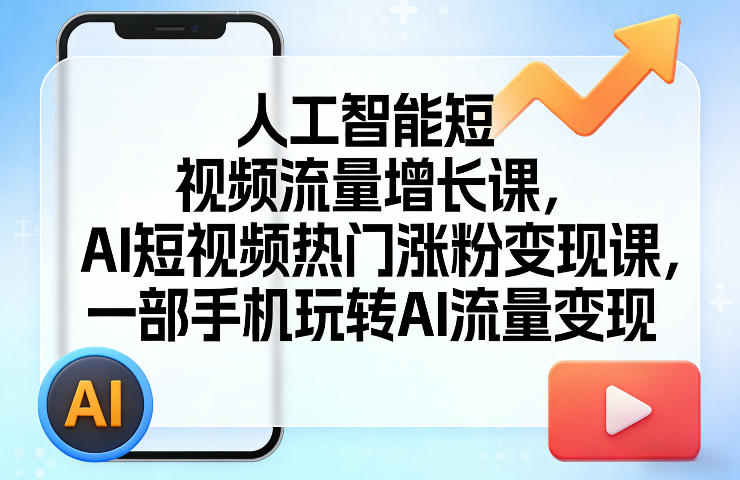 人工智能短视频流量增长课，AI短视频热门涨粉变现课，一部手机玩转AI流量变现-云网创