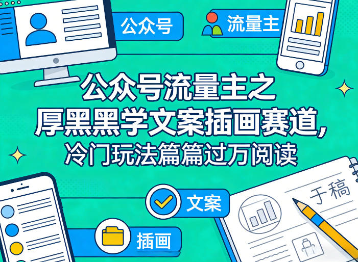 公众号流量主之厚黑学文案插画赛道，冷门玩法篇篇过万阅读-云网创