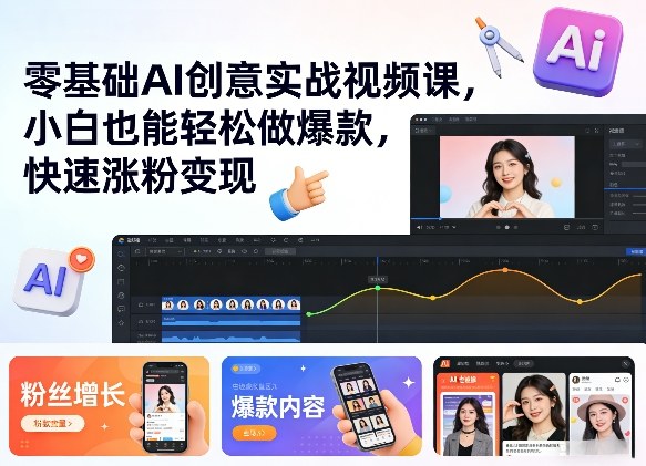 零基础AI创意实战视频课，小白也能轻松做爆款，快速涨粉变现-云网创