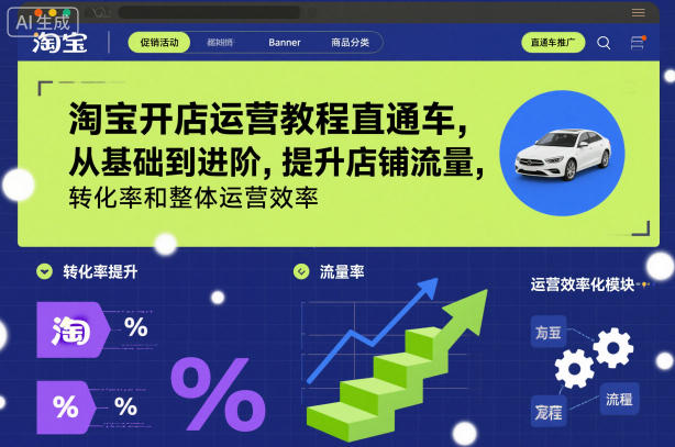 淘宝开店运营教程直通车，从基础到进阶，提升店铺流量，转化率和整体运营效率(更新26年3月24日)-云网创