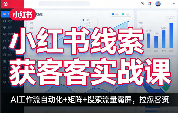 小红书线索获客实战课，AI工作流自动化+矩阵+搜索流量霸屏，拉爆客资-云网创