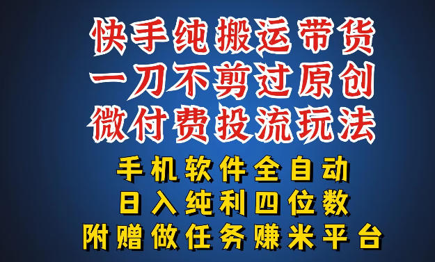 最新黑科技快手搬运带货方法，手机就能操作，轻松带你日入四位数【揭秘】-云网创