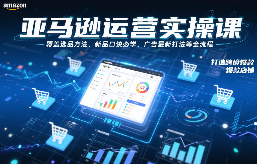 亚马逊运营实操课，覆盖选品方法、新品口诀必学、广告最新打法等全流程，打造跨境爆款店铺(更新4月)-云网创