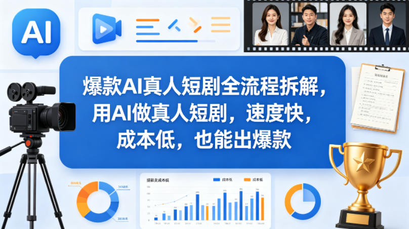 爆款AI真人短剧全流程拆解,用AI做真人短剧,速度快,成本低,也能出爆款