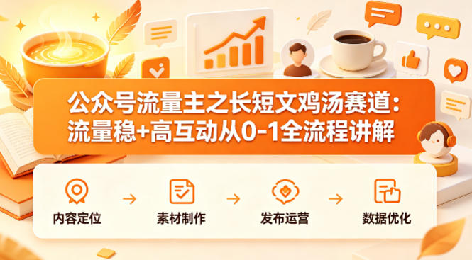 公众号流量主之长短文鸡汤赛道，流量稳+高互动，从0-1全流程讲解-云网创