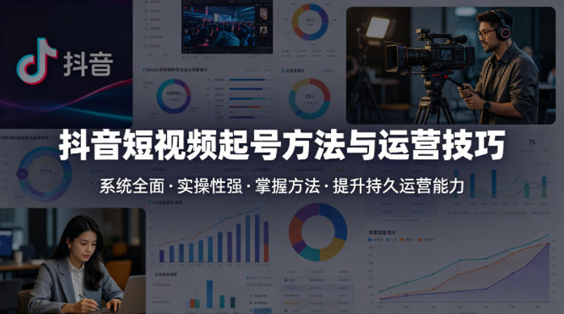 抖音短视频起号方法和运营技巧，内容系统全面实操性强，掌握起号方法，提升账号持久运营能力-云网创