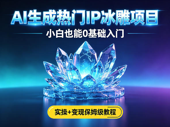 AI生成热门ip冰雕项目，小白也能0基础入门，实操+变现保姆级教程-云网创
