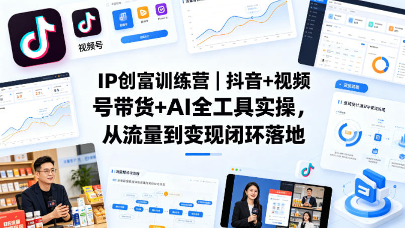 IP创富训练营｜抖音+视频号带货+AI全工具实操，从流量到变现闭环落地-云网创