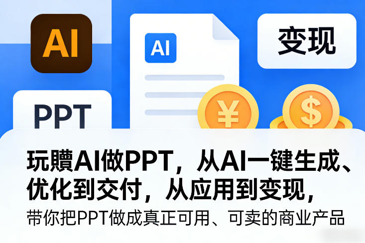 玩賺AI做PPT,从AI一键生成、优化到交付,从应用到变现,带你把PPT做成真正可用、可卖的商业产品(更新0421)