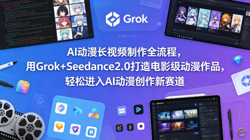 AI动漫长视频制作全流程，用Grok+Seedance2.0打造电影级动漫作品，轻松进入AI动漫创作新赛道-云网创