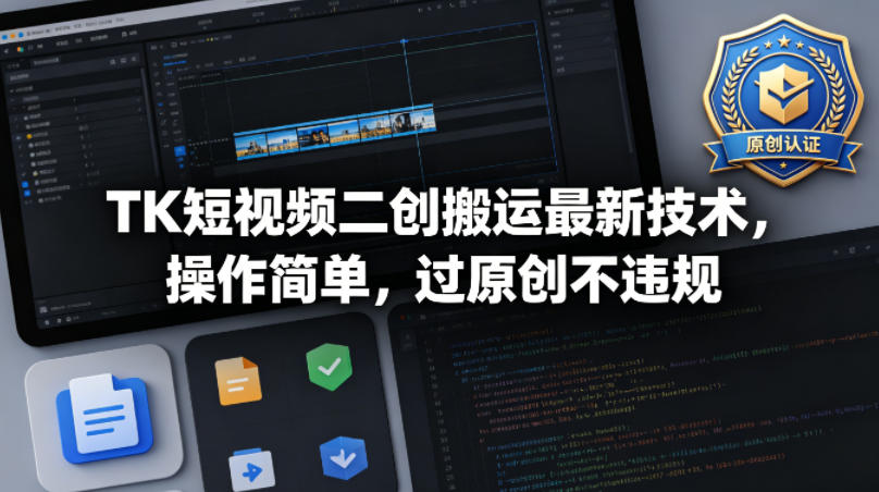 TK短视频二创搬运最新技术,操作简单,过原创不违规