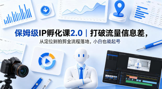 保姆级IP孵化课2.0|打破流量信息差,从定位到拍剪全流程落地,小白也能起号