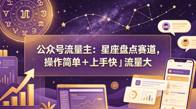 公众号流量主：星座盘点赛道，操作简单＋上手快＋流量大-云网创