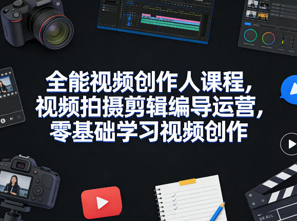 全能视频创作人课程,视频拍摄剪辑编导运营,零基础学习视频创作(更新2026年4月)