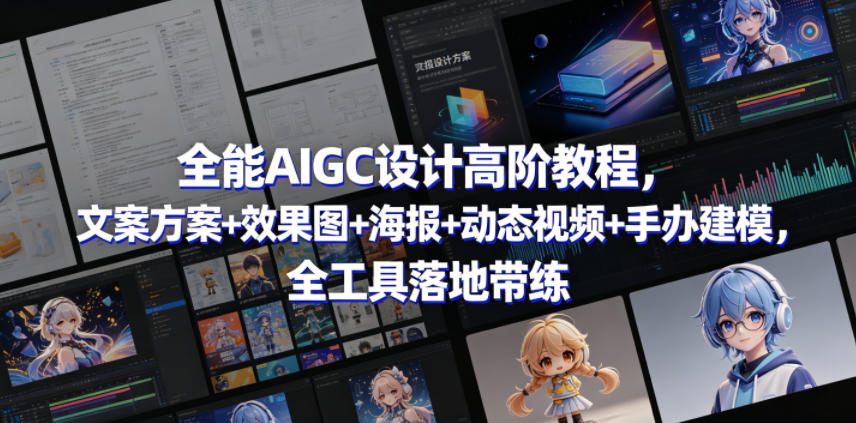 全能AIGC设计高阶教程，文案方案+效果图+海报+动态视频+手办建模，全工具落地带练-云网创