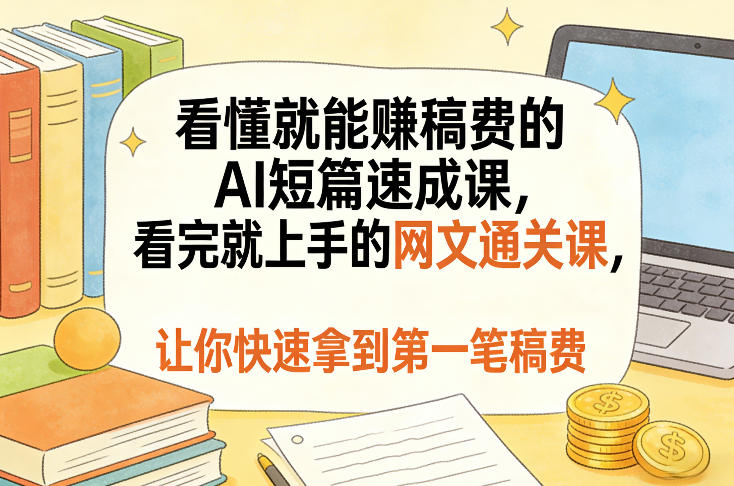看懂就能賺稿费的AI短篇速成课，看完就上手的网文通关课，让你快速拿到第一笔稿费(更新5月)-云网创